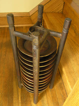 19th Century Chinese Wooden Wedding Bowl Rack