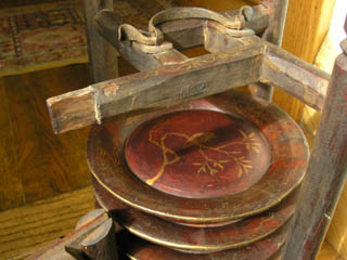 19th Century Chinese Wooden Wedding Bowl Rack