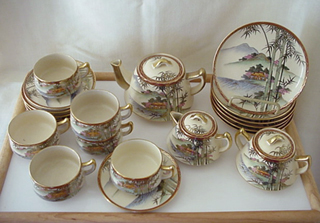 Mid 20th Century Japanese Satsuma Tea Set