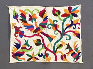 Coiled Arts & Crafts Indian-Style BasketMid-20th Century Huichol Indian Shaman Ritual Embroidered Cloth