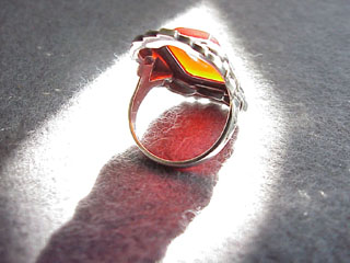 Art Deco Unger Brothers Sterling Marcasite Carnelian Ring