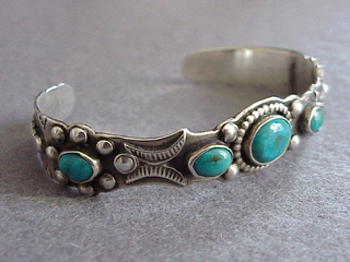 1940's Navajo Turquoise Silver Bracelet