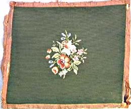 Antique Textiles, 19th Century Floral Needlepoint Seat Cover