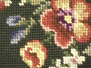 Antique Textiles, 19th Century Floral Needlepoint Seat Cover