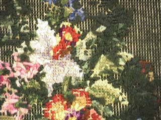 Antique Textiles, 19th Century Floral Needlepoint Seat Cover